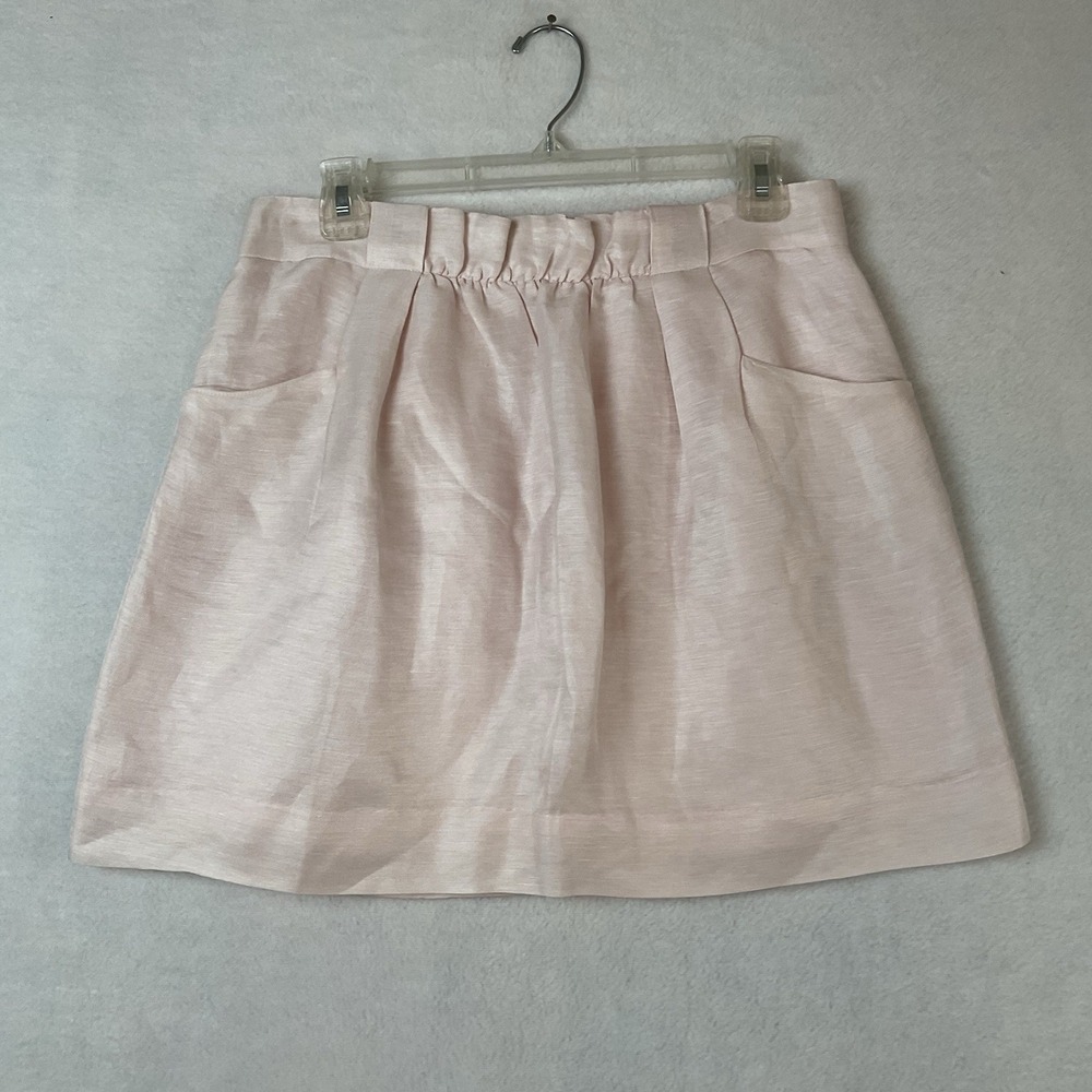 J Crew Skirt Linen Silk Blend Womens 4 Pastel Pink Lined Mini Pockets‎ READ